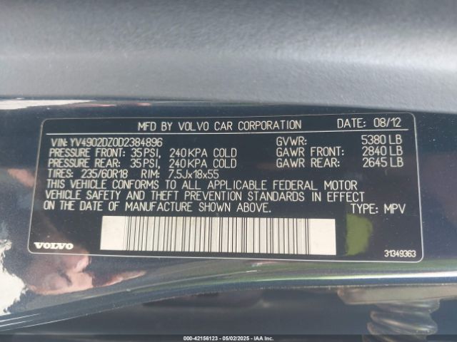 2013 VOLVO XC60 YV4902DZ0D2384896 Photo 8