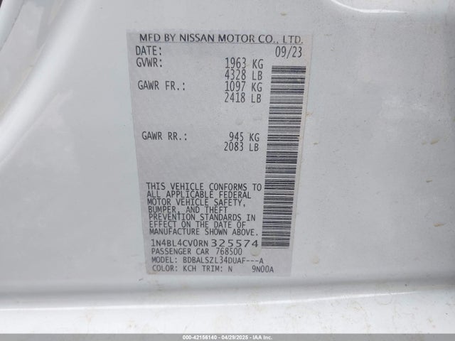 1N4BL4CV0RN325574 Nissan Altima Sr Fwd