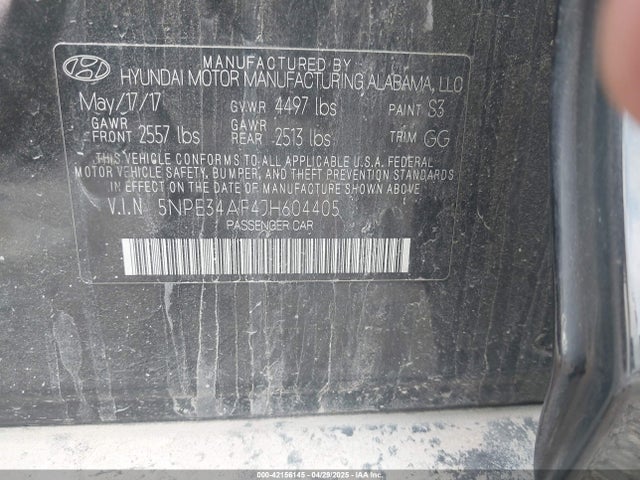 5NPE34AF4JH604405 Hyundai SONATA SEL