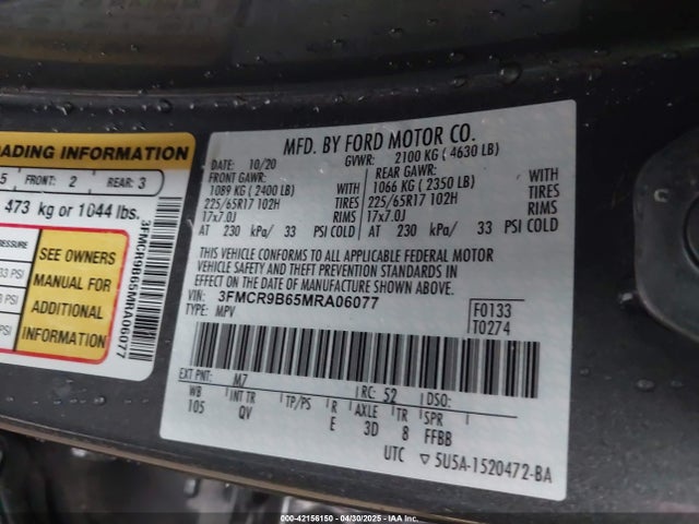 3FMCR9B65MRA06077 Ford Bronco Sport Big Bend