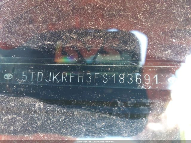5TDJKRFH3FS183691 Toyota Highlander Xle V6