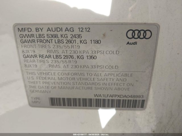 2013 AUDI Q5 WA1LFAFPXDA048993 Photo 8