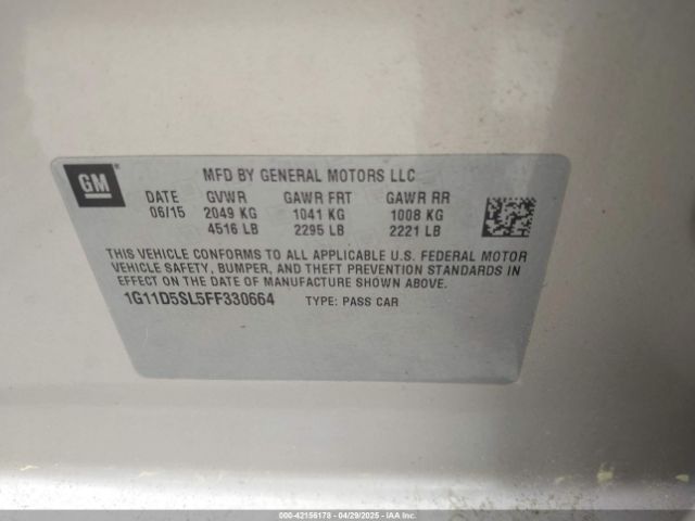 1G11D5SL5FF330664 Chevrolet MALIBU 2LT