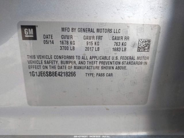 1G1JE6SB8E4218266 Chevrolet Sonic Ltz Auto