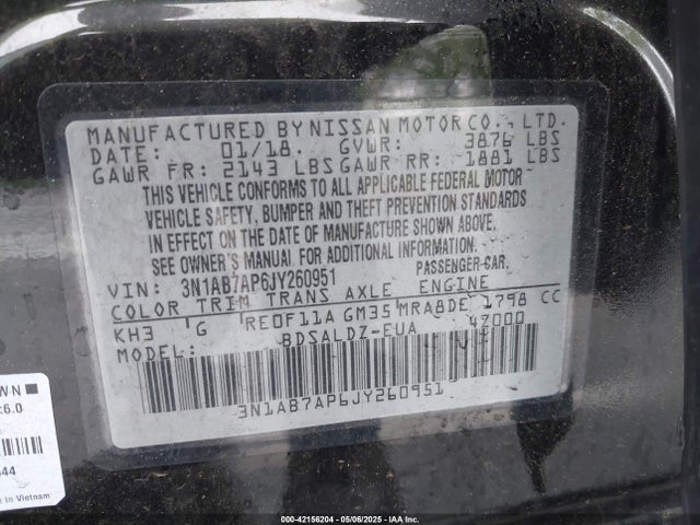 3N1AB7AP6JY260951 Nissan SENTRA SV