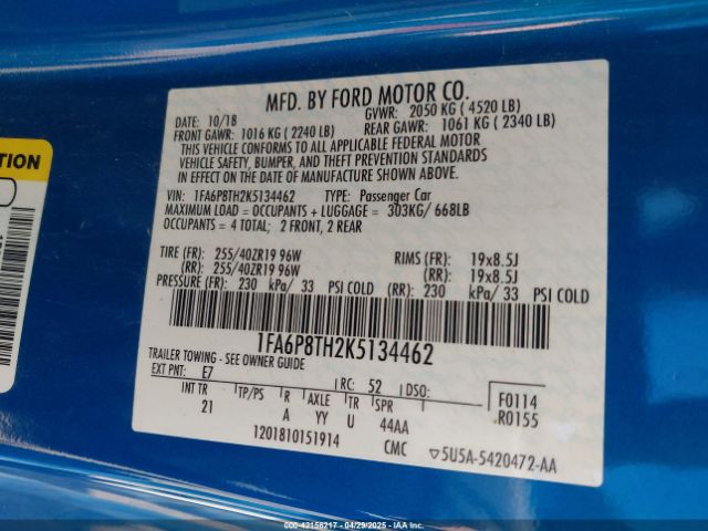 2019 FORD MUSTANG 1FA6P8TH2K5134462 Photo 8