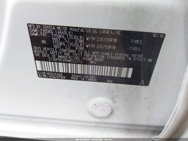 Toyota Rav4 Limited 2017 2T3DFREV9HW552273 Image 9
