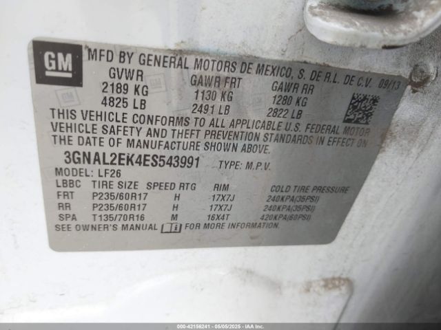 3GNAL2EK4ES543991 Chevrolet Captiva Sport 2ls
