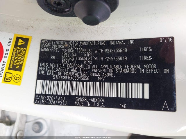 5TDDCRFHXGS015056 Toyota Highlander Hybrid Limited Platinum V6