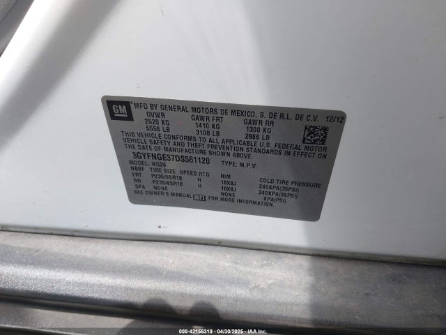 2013 CADILLAC SRX 3GYFNGE37DS561120 Photo 8