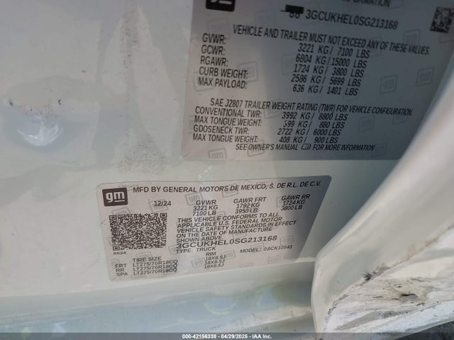 3GCUKHEL0SG213168 Chevrolet Silverado 1500 4wd  Short Bed Zr2