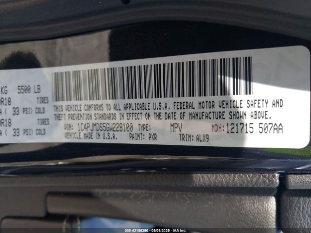 1C4PJMDS5GW228100 Jeep Cherokee Limited