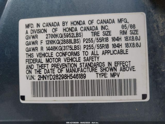 2008 ACURA MDX 2HNYD28298H546189 Photo 8