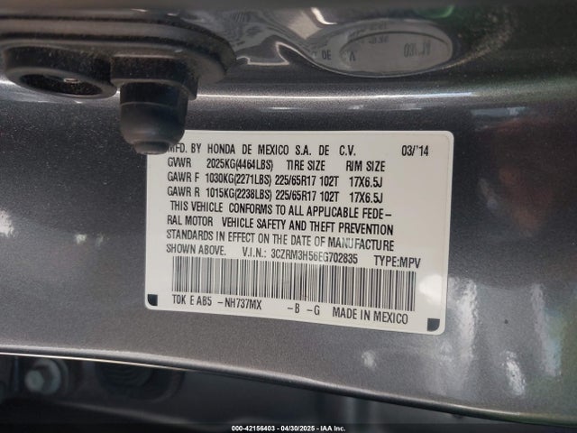 3CZRM3H56EG702835 Honda CR-V EX