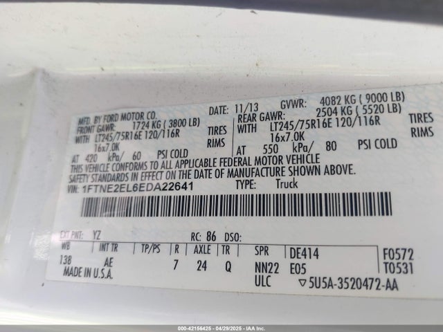 Ford E-250 Commercial 2014 1FTNE2EL6EDA22641 Image 9