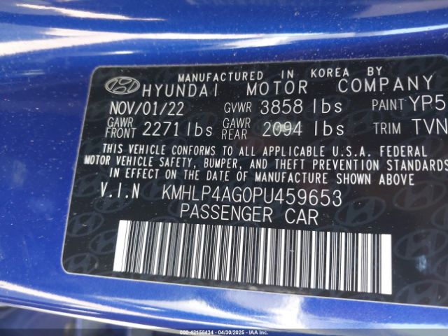 KMHLP4AG0PU459653 Hyundai Elantra Limited