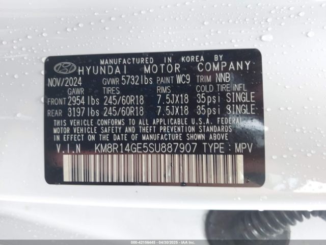 KM8R14GE5SU887907 Hyundai Palisade Se
