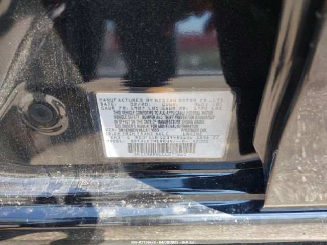 3N1CN8DV1LL877660 Nissan Versa S Xtronic Cvt