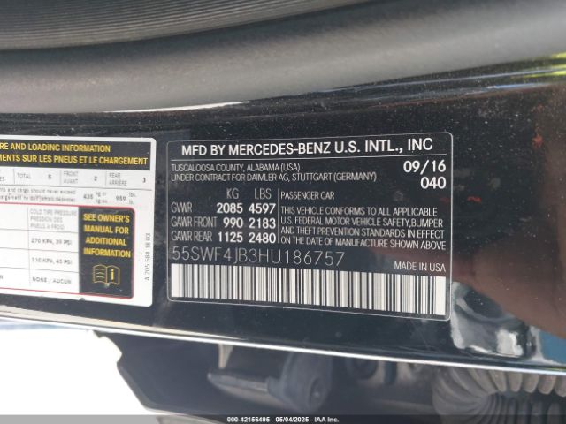 55SWF4JB3HU186757 Mercedes-Benz C 300 Luxury/sport