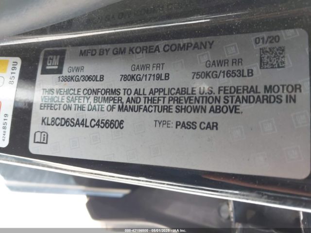 KL8CD6SA4LC456606 Chevrolet Spark Fwd 1lt Automatic