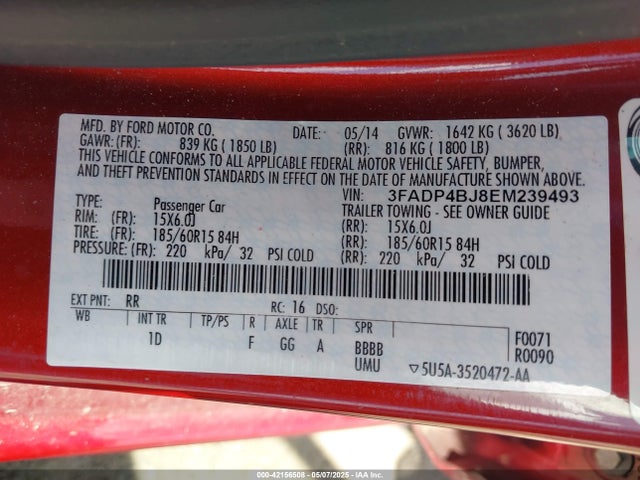 Ford FIESTA SE 2014 3FADP4BJ8EM239493 Image 9