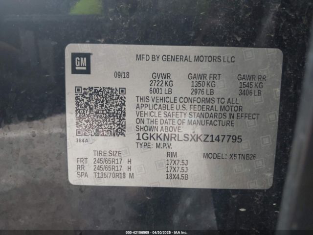 1GKKNRLSXKZ147795 GMC Acadia Sle-1