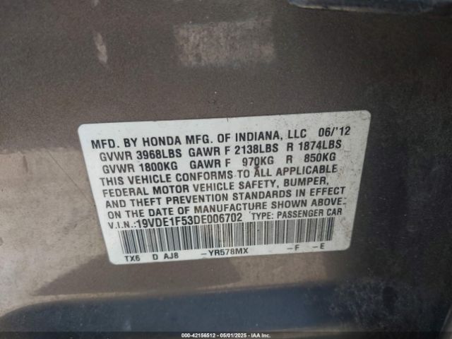 2013 ACURA ILX 19VDE1F53DE006702 Photo 8