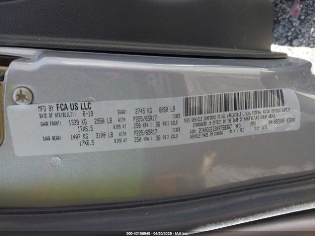 2C4RDGEG3KR758367 Dodge Grand Caravan Gt