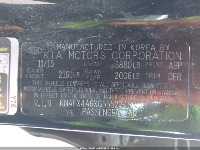 KNAFX4A6XG5552745 KIA mpi nu