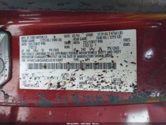 1FMCU9GX6EUC61587 Ford ESCAPE SE
