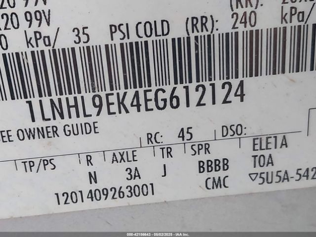 1LNHL9EK4EG612124 Lincoln MKS