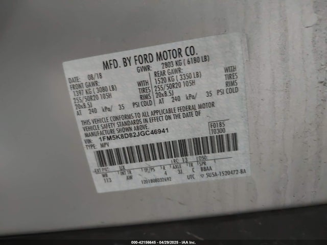 Ford EXPLORER XLT 2018 1FM5K8D82JGC46941 Image 9