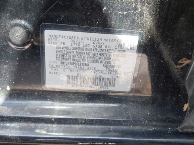 3N1CN7AP9FL812981 Nissan Versa 1.6 S