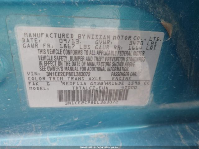 3N1CE2CP8EL383072 Nissan Versa Note S Plus