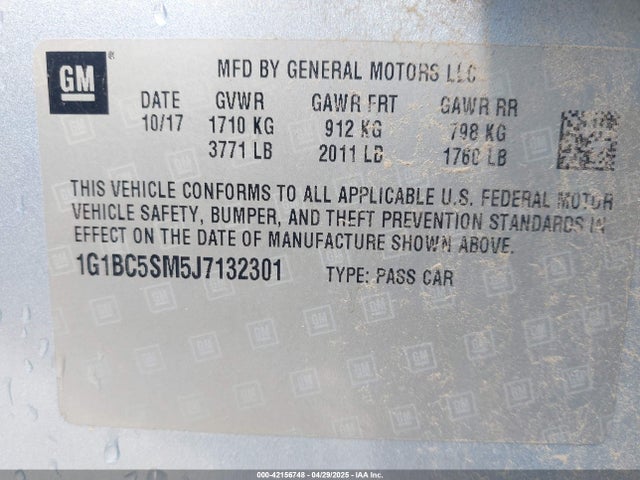 1G1BC5SM5J7132301 Chevrolet Cruze Ls Auto