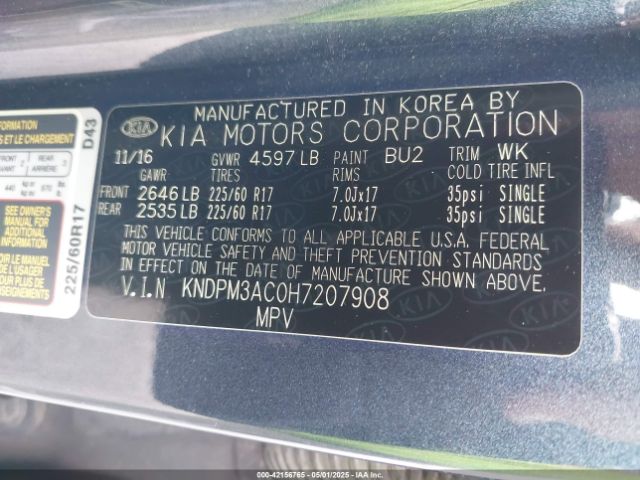 KNDPM3AC0H7207908 KIA Sportage Lx