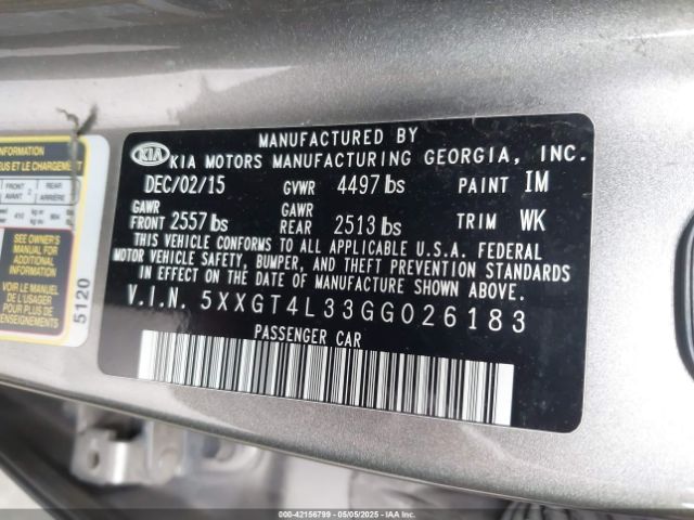 5XXGT4L33GG026183 KIA Optima Lx