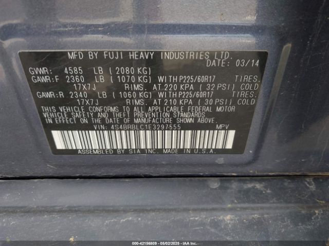 4S4BRBLC1E3297555 Subaru Outback 2.5i Limited