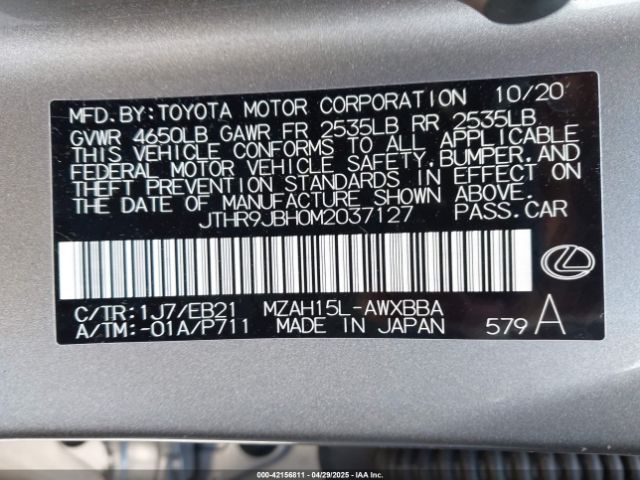 JTHR9JBH0M2037127 Lexus Ux 250h F Sport