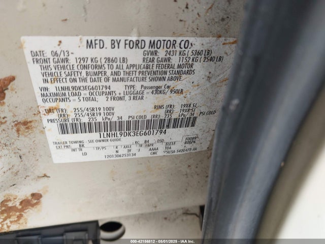 Lincoln MKS 2014 1LNHL9DK3EG601794 Image 9