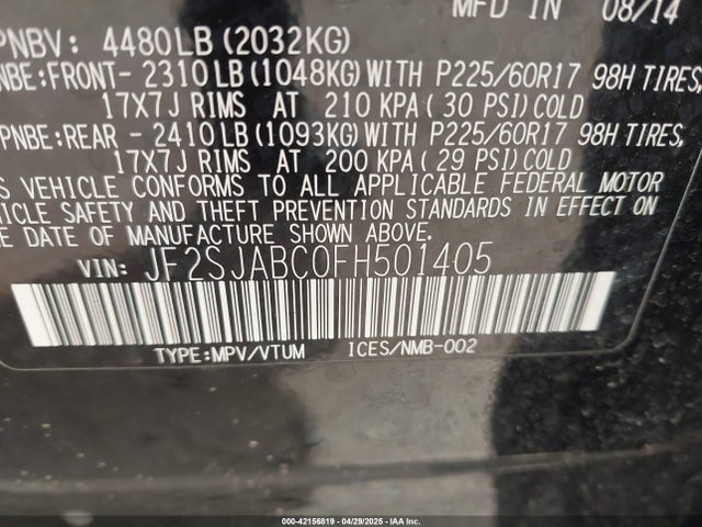 JF2SJABC0FH501405 Subaru Forester 2.5i