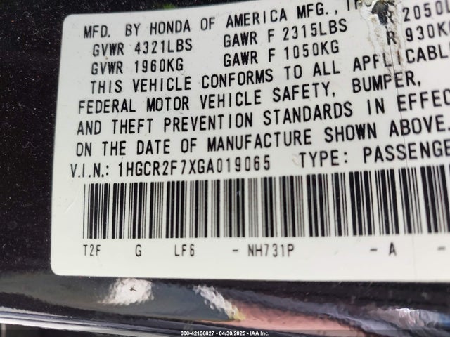 1HGCR2F7XGA019065 Honda ACCORD EX