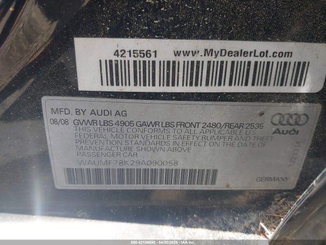 2009 AUDI A4 WAUMF78K29A090058 Photo 8