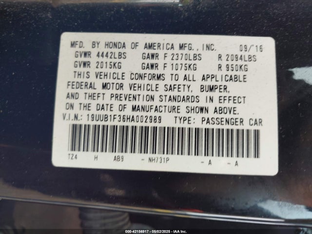 19UUB1F36HA002989 Acura TLX