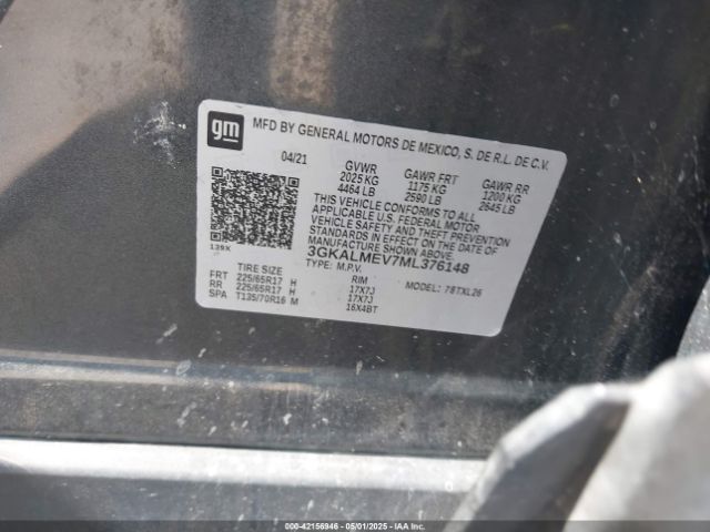 3GKALMEV7ML376148 GMC Terrain Fwd Sle