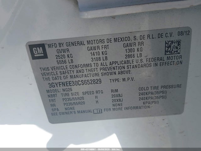 2012 CADILLAC SRX 3GYFNEE30CS652829 Photo 8