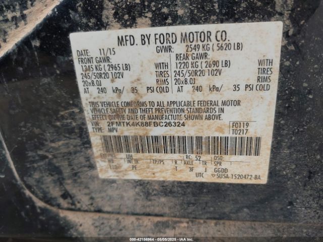 2FMTK4K88FBC26324 Ford Edge Titanium