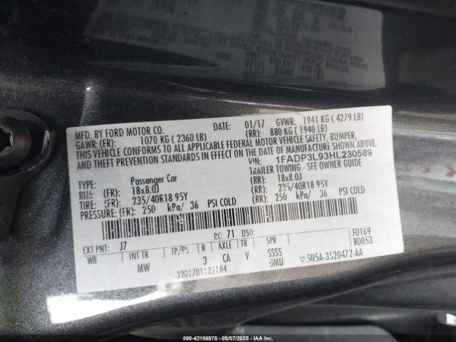 2017 FORD FOCUS ST 1FADP3L93HL230589 Photo 8