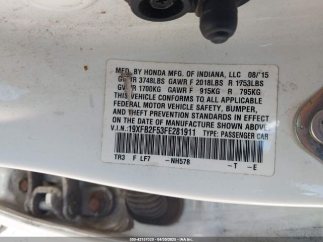 19XFB2F53FE281911 Honda Civic Lx