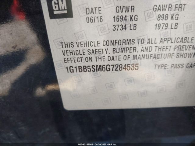 1G1BB5SM6G7284535 Chevrolet Cruze Ls Manual